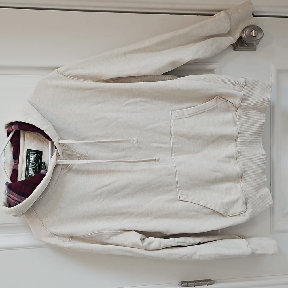 American Eagle Men's Hoodie, Medium cream‎ color